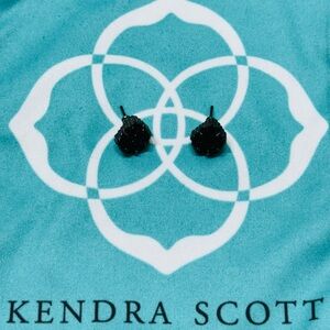 Kendra Scott Tessa Drusy Stud Earrings in black on black.